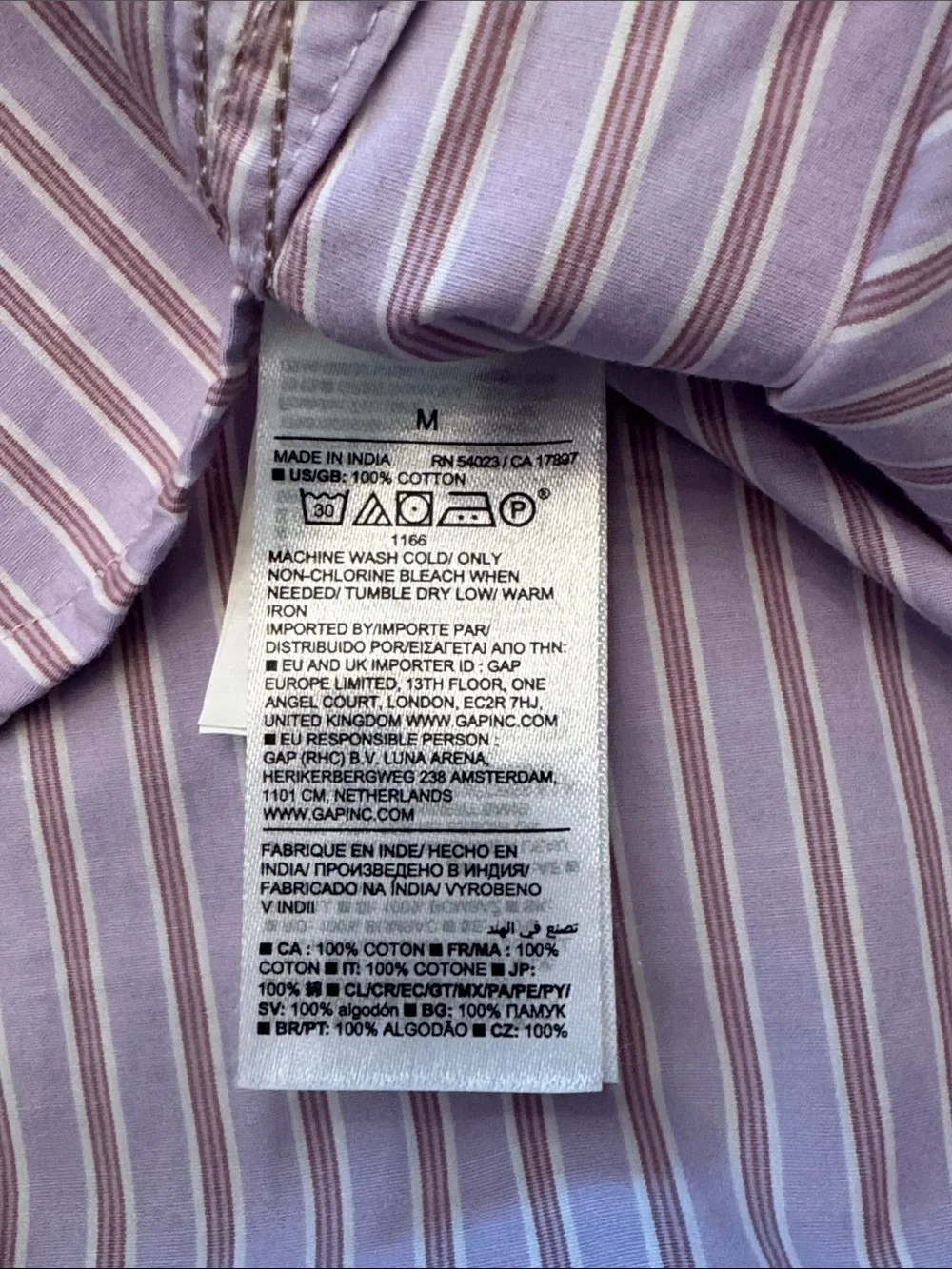 Banana Republic Lavender and White Striped Casual Shirt - Medium
